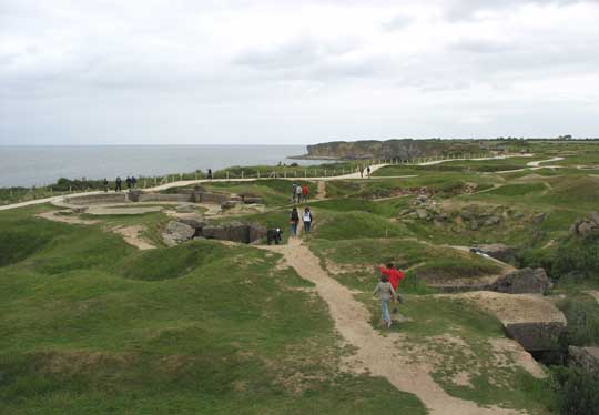 Yes, those are still bomb craters. All of the bunkers , Tobruk's and gun emplacements were connected by trenches or tunnels.