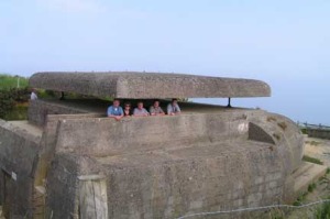 Some of us inside a German range-finding post at the Batterie de Longues Sur Mer.