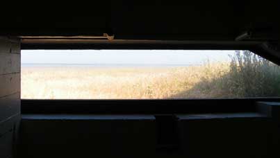 A little farther east ... looking out of a bunker at Sword Beach.