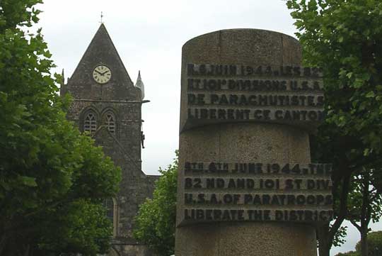 They still have an effigy of John Steele, the US paratrooper who famously dangled from the church spire during the fighting on June 6, 1944.