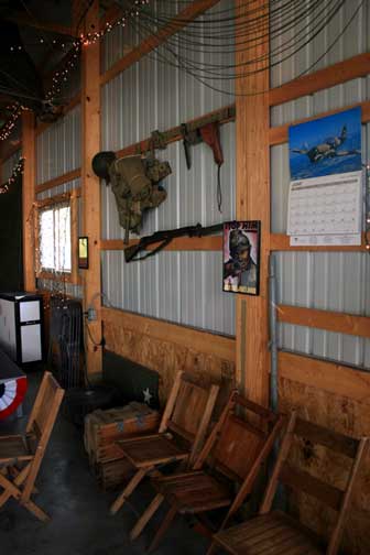 Decor included camo netting, parachutes, a paratrooper manakin and many military collectibles including a 1942 calendar on the wall.