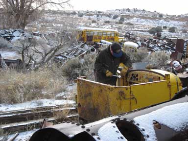 Once he was done with his own hunting, I put him to work parting out an International cab.
