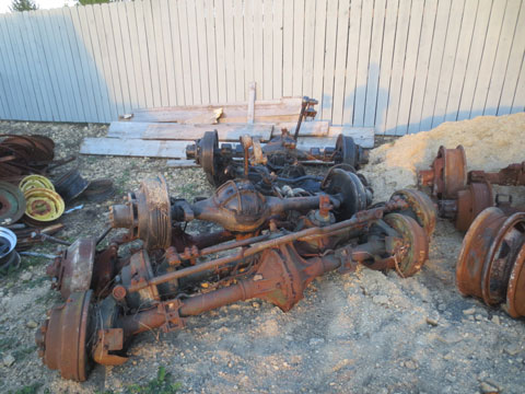 Stopped back by John's place as he is finishing the clean up from the fire. He had set aside some things for me. Spare axles for my CCKW's.