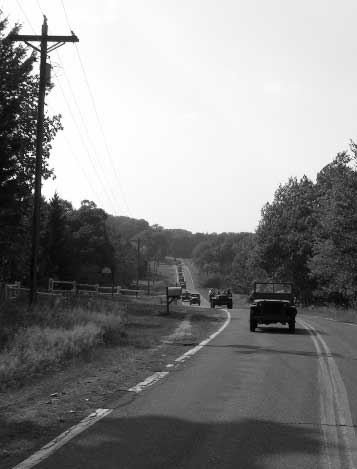 These last photos taken on the convoy were inadvertantly shot in Black & White. They look more like World War II photos. We were in the WC 63 a ways back from the front of the convoy, and still all you could see looking back was OD GREEN. It really is a neat sight to see all these trucks driving like this.