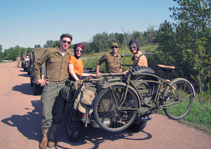 Lining up for the Convoy. Guest were encouraged to wear period dress as shown above with guests, Paul and Alyssa Wirth and friends.
