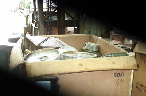 Skids of parts ready to come home.