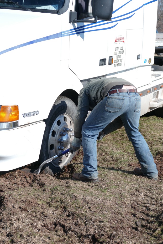 What a bleeping mess. Had to dig trenches behind the wheels