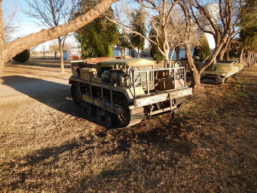 We spotted this Cletrac along the road. The owner was very gracious and showed us his collection.  A very LARGE collection.  Cars, trucks, boots, door knobs, hot rods, gas station signs and pumps. He is a true collector.