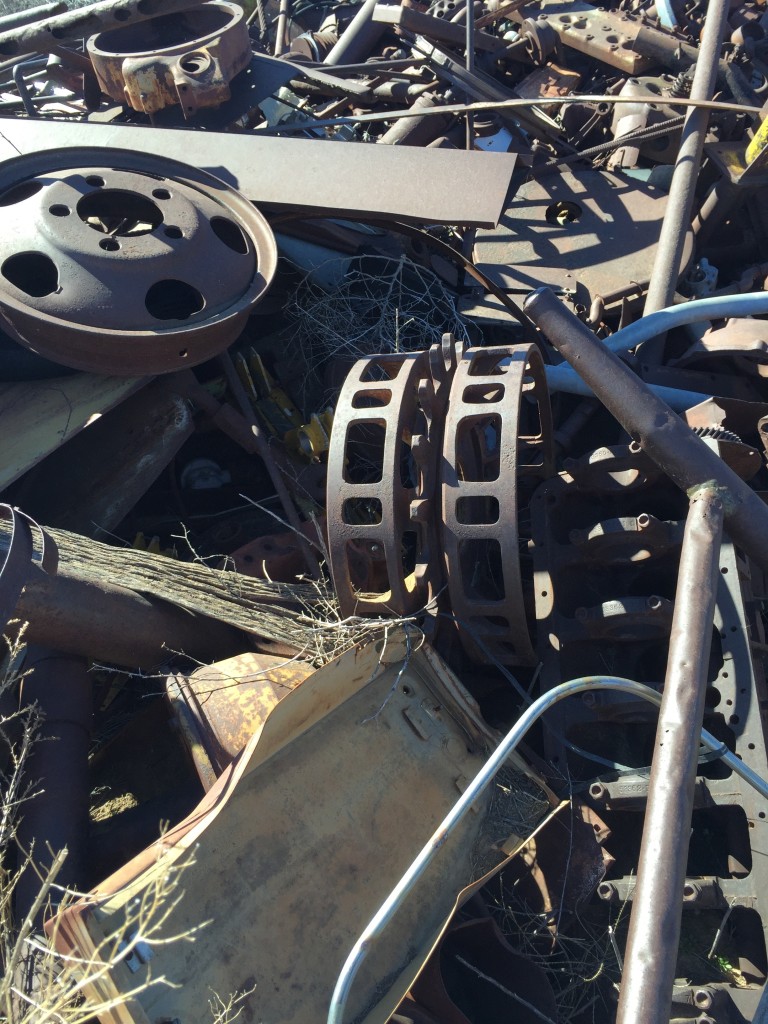 Halftrack drive sprockets were scattered around the yard in piles. The owner told us he sold an or parted out over 90 halftracks over the years.